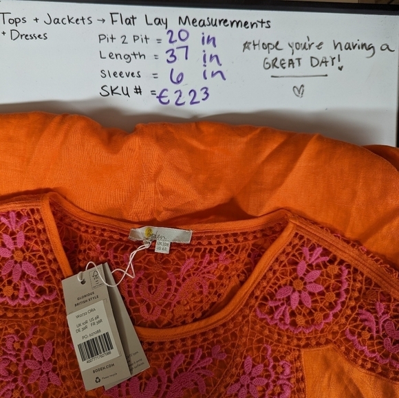 NWT BODEN sz. 6R Fleur Embroidered Linen Dress Knee Length Crochet Eyelet Lace - Picture 16 of 16